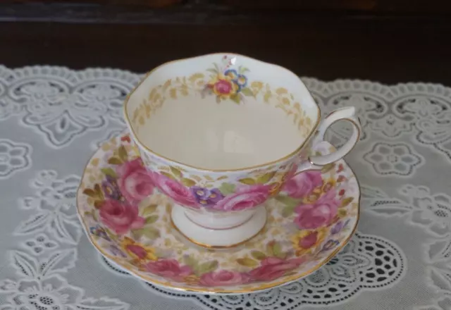 VINTAGE Royal Albert Bone China Serena Footed Cup and Saucer, England