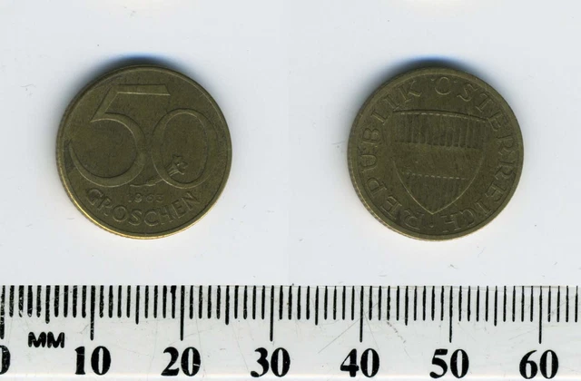 Austria 1963 - 50 Groschen Aluminum-Bronze Coin - Austrian Shield