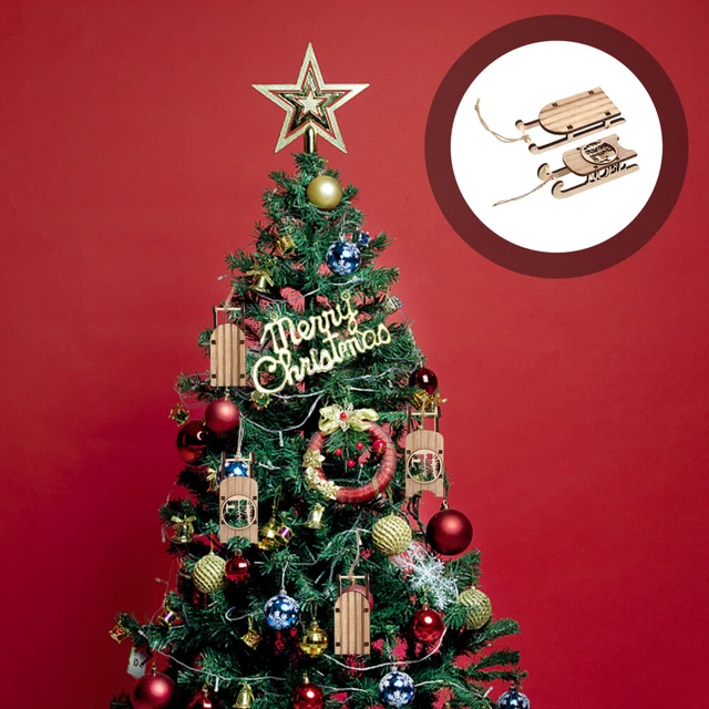 12 por ciento colgante de trineo de madera sin pintar recortes de trineo árbol de Navidad -