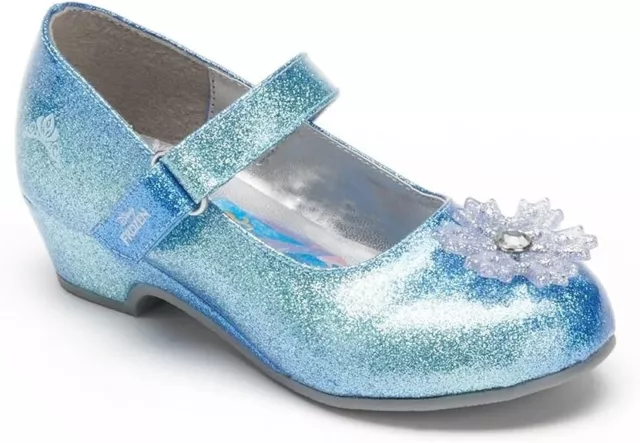 Disney Frozen Elsa Girls Dress Shoes Mary Janes Toddler Snowflake Glitter Size 8