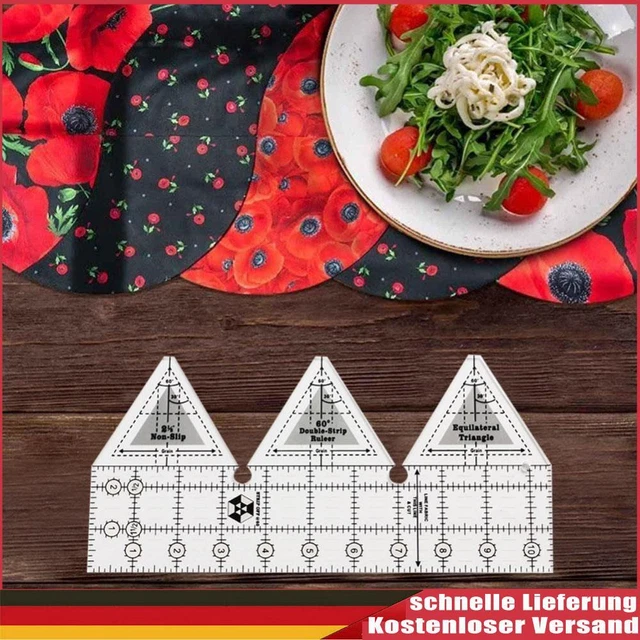 Righello Per Patchwork OUNONA 60° Triangolo Acrilico Trasparente | 16,5x13,5 Cm | Per Quilting E Cucito