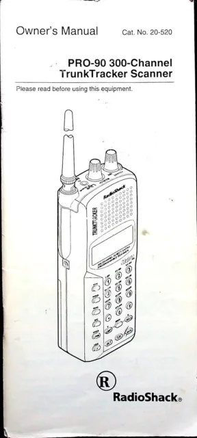 Radio Shack Pro-90 Scanner Original Instruction Manual