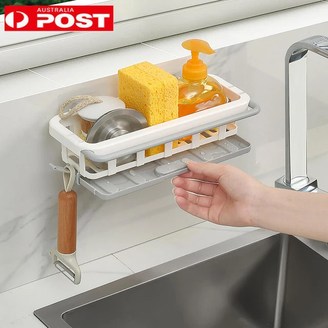 Kitchen Soap Rack Brush Caddy Sponge Holder Organizer Sink Tray Drainer Rack AU