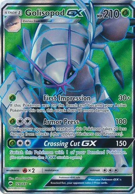 Golisopod GX - 129/147 - Pokemon Burning Shadows Sun Moon Full Art Card NM-LP