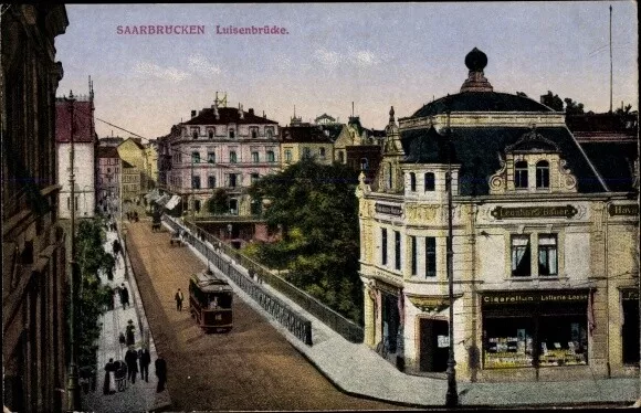 Ak Saarbrücken, Blick auf die Luisenbrücke, Straßenbahn - 3289472