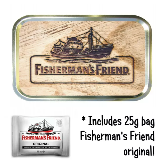 FISHERMANS FRIEND Free LOZENGES bait Stash Tobacco Baccy Box Storage gift Tin