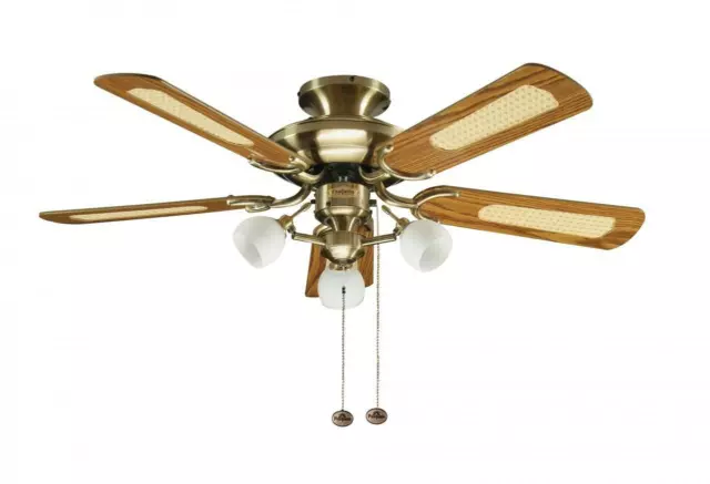 Fantasia Mayfair 42 Zoll Deckenventilator & leicht antikes Messing - Eichenrohrklingen 111962