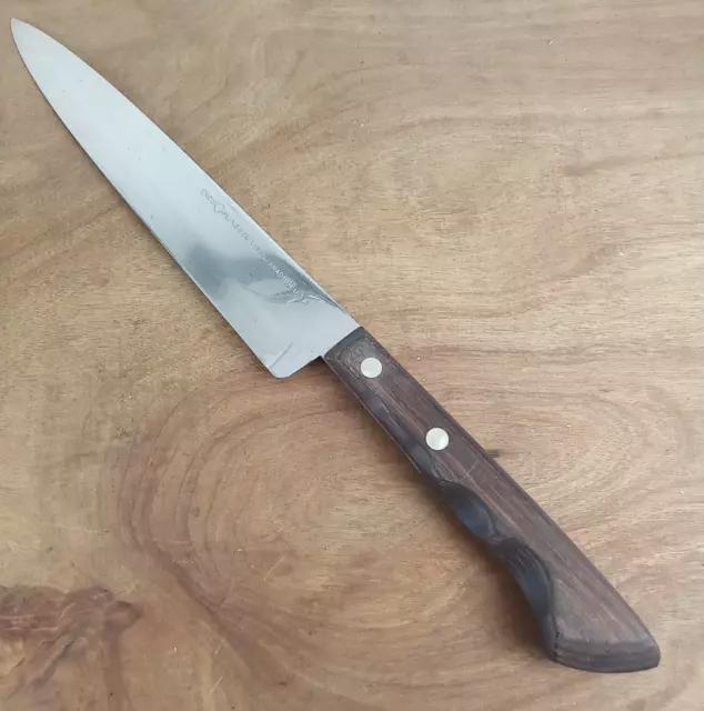 Ekco Flint Carving Knife Stainless Vanadium 8" Straight Finger Grooved Vtg USA