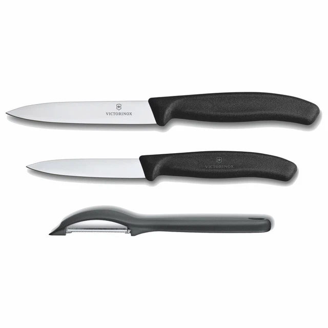 Victorinox Küchenset 3tlg. Gemüsemesser  Küchenmesser Schäler  / schwarz