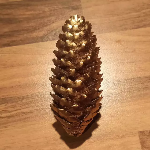 Oro Fichten- Piña de Abeto Aprox. 13cm Verdadero Producto Natural Deco Navidades