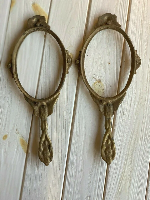 Vintage Hand Bronze Table Mirrors Louis XV Face Hand Style Louis Angel | Rare