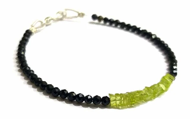 AAA Tourmaline & Péridot 3mm Rondelle Gemme Facettes Perles Dainty Brcelet