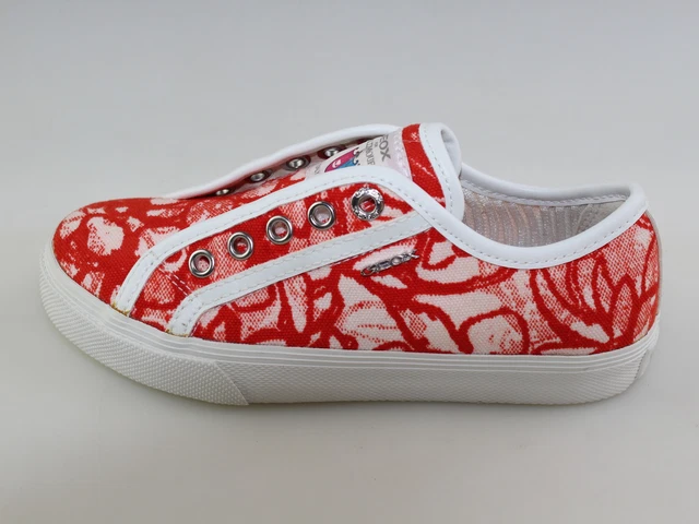 Chaussures Fille GEOX 29 Ue Baskets Blanc Toile Rouge DF432-29