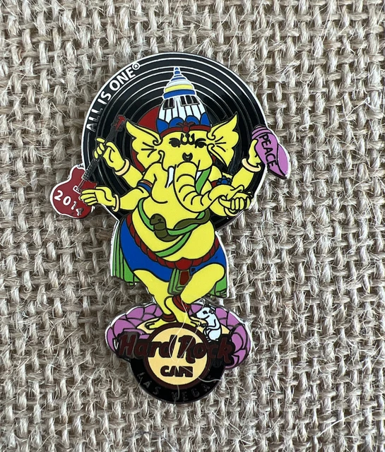 Hard Rock Cafe Pin Las Vegas GANESH Elephant hindu god lotus flower lapel 2014