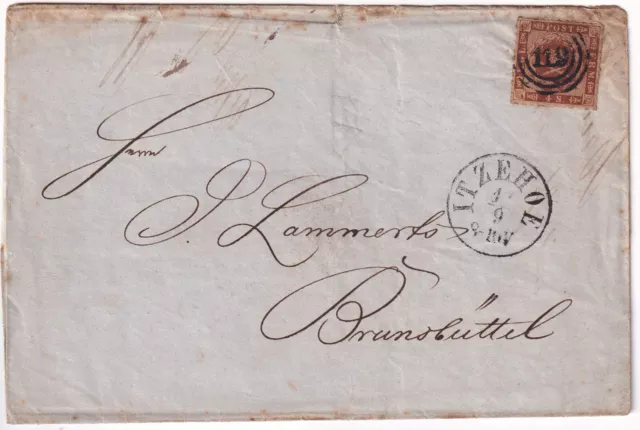 Schleswig-Holstein Dänemark Mi.Nr 9 EF Faltbrief ITZEHOE - Brunsbüttel 1863