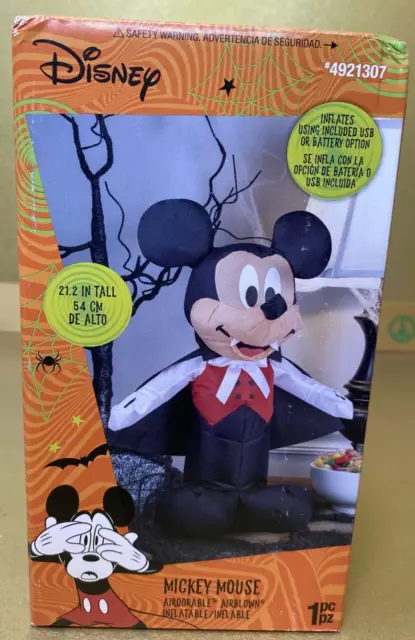 Disney Gemmy Airblown Inflatable Mickey Mouse Vampire Halloween Decor 22” New