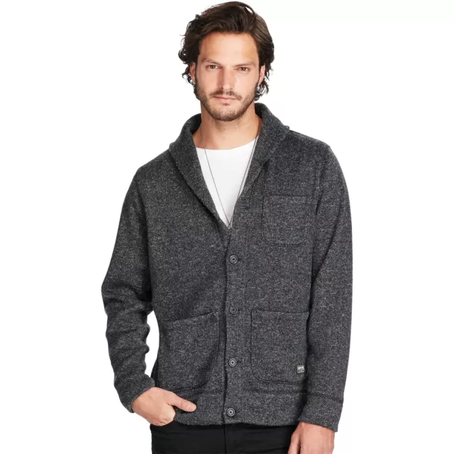 Denim Supply Ralph Lauren Mens S Gray Herringbone Fleece Shawl Cardigan Sweater