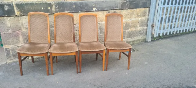 Set Of 4 Mid Century Teak Framed William Lawrence Dining Chairs