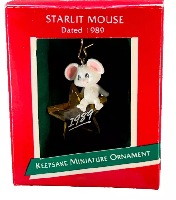 Starlit Mouse Hallmark Keepsake Miniature Ornament 1989 Star Dated Christmas Vtg