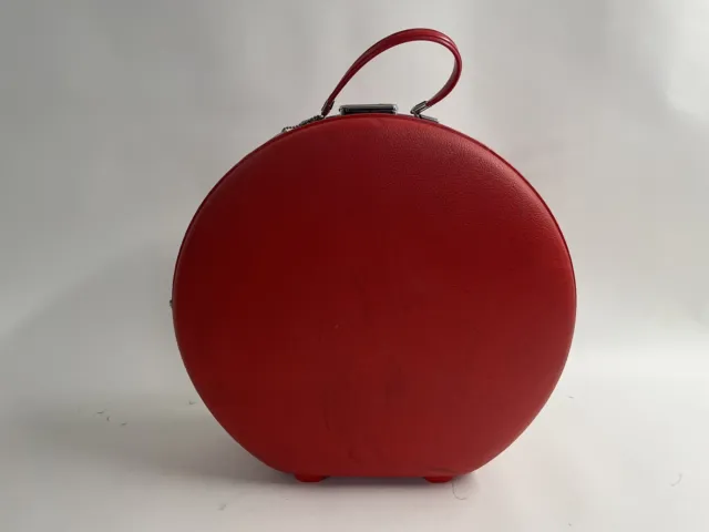 Vtg American Tourister Tiara Red Luggage Round Hat Box Weekender Suitcase 20"