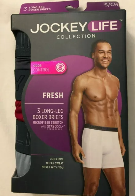 NWT JOCKEY LIFE Men 3 Pack - Long Leg Boxer Brief - Underwear