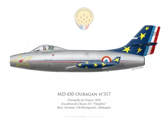 Print MD.450 Ouragan, Patrouille de France, 1956 (par G. Marie)