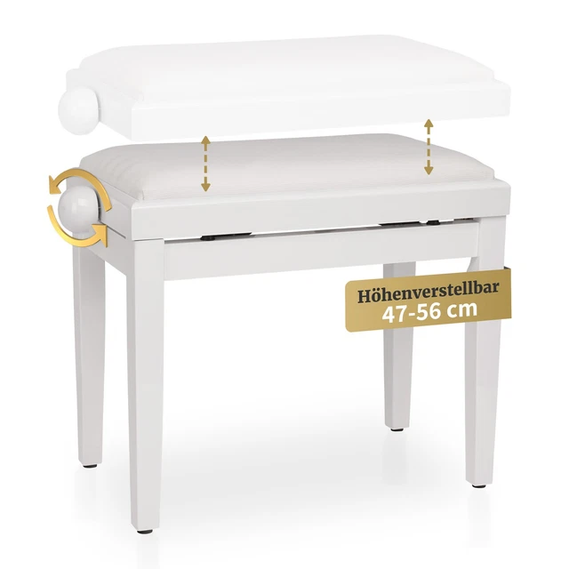 Sgabello Per Pianoforte HOMCOM - Altezza Regolabile 45-55cm, In Legno E Pelle PU, Supporto 200kg - Foto 7