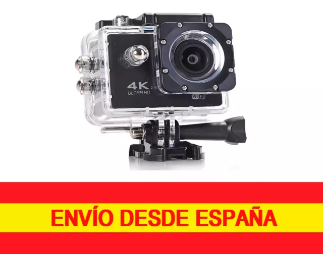 Cámara deportiva  4K ultra HD Con Control Remoto Carcasa acuática y accesorios