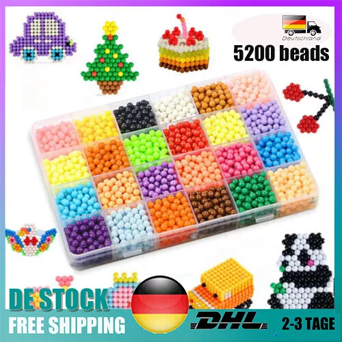 Beads Bastelset 24 Farben Beads 5200Stk Set Basteln Kinder Perlen Perl