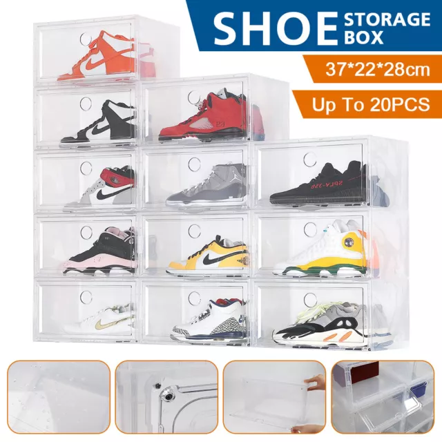 Shoe Display Cases Box Rack Large Storage Cabinet Plastic Boxes Oragniser Drawer