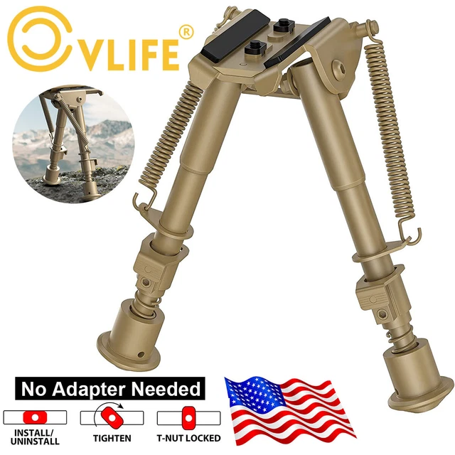 CVLIFE 6-9In Tactical Rifle Bipod Adjustable Hunting Bipod No Need Adapter Sand