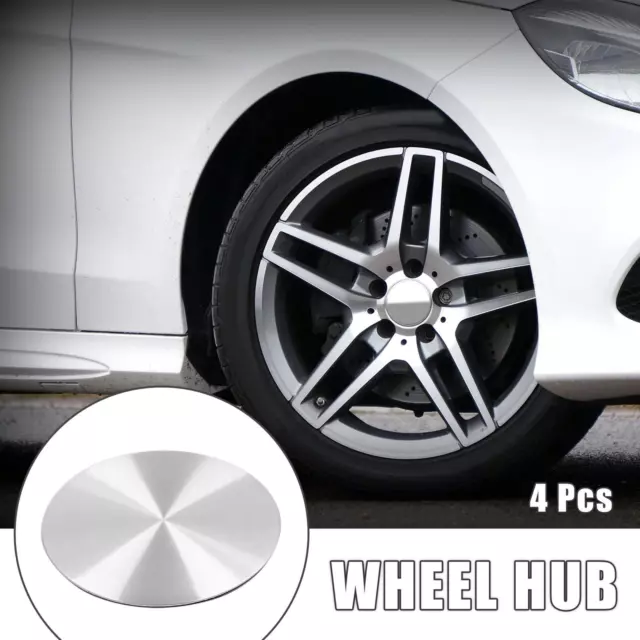 4pc 60mm 2.36" Car Wheel Center Hub Cap Sticker Emblem Badge Decal Silver Tone