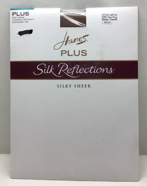 Hanes Plus Silk Reflections Silky Sheer Control Top Enhanced Toe Pantyhose P16