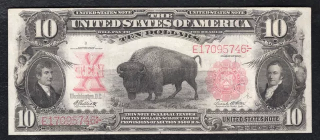 Fr. 121 1901 $10 Ten Dollars “Bison” Legal Tender United States Note Very Fine+
