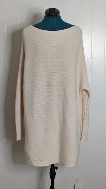 50% Viscose Blend Knit Midi Sweater Dress Boat Neck. Size M.