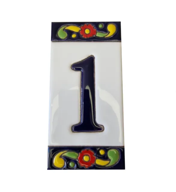 15cm x 7.5cm Hand-painted Large Spanish Pepper Design Ceramic House Number Tiles 2