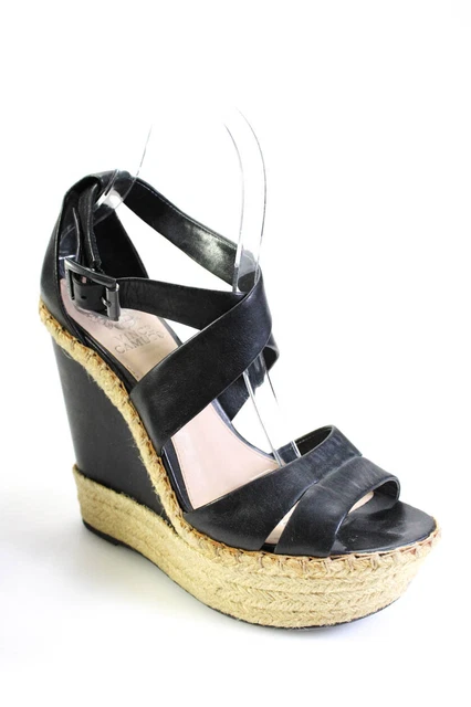 VINCE CAMUTO WOMENS Espadrille Leather Wedge Ankle Strap Sandals