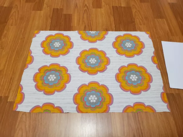 Awesome RARE Vintage Mid Century retro 70s 60s rainbow flower power sml fabric!