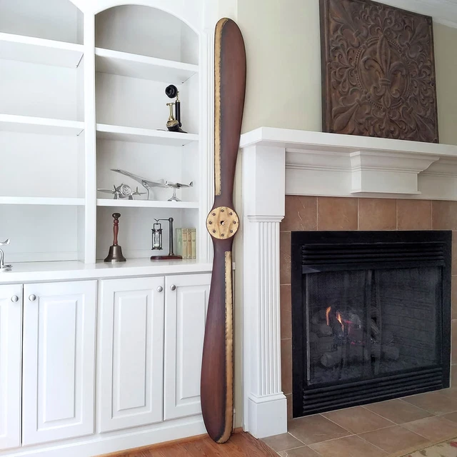 WWI Replica 90" Wood Wooden Airplane Aircraft Propeller Antique Beat Brass Edge