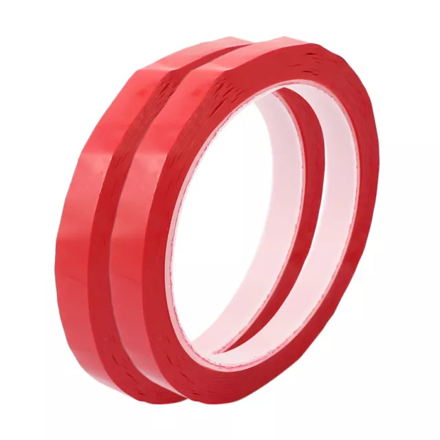 2Pcs 8mm Single Sided Strong Self Adhesive Mylar Tape 50M Length Red