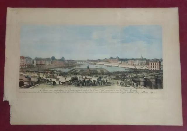 Color engraving Other special view of Paris taken from the middle of the bridge new