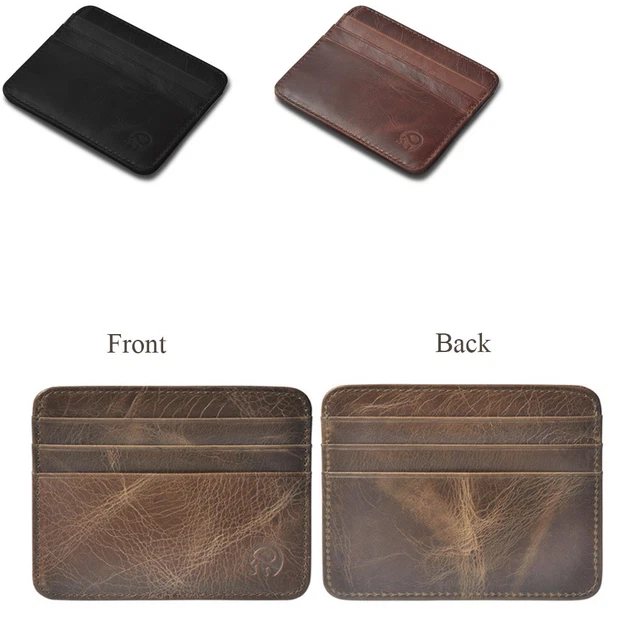 Men's Leather Slim Money Wallet Front Pocket Wallet Thin Credit Card Holder New