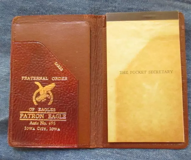 IOWA CITY IA FOE Eagles 695 Leather Wallet Pocket Secretary Notebook