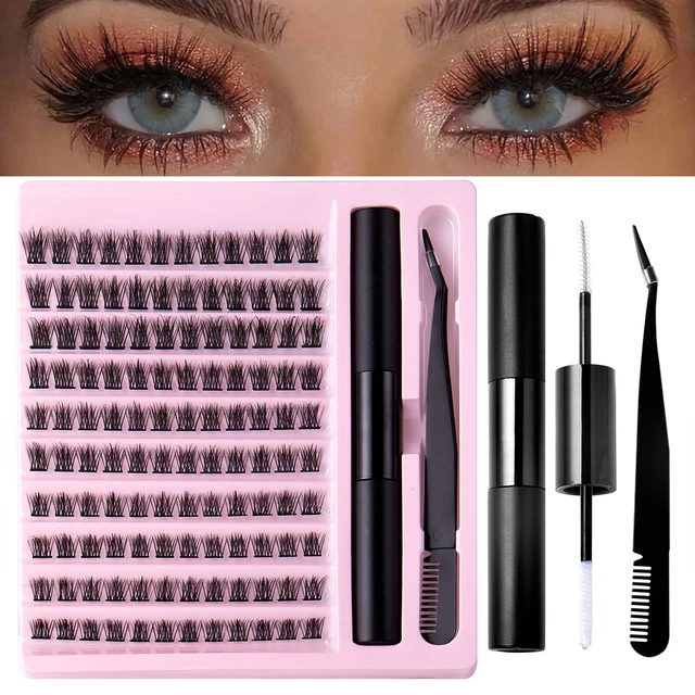 100/120/140Pcs DIY Lash Extension Kit Individual Lashes Cluster D Curl Eyelash