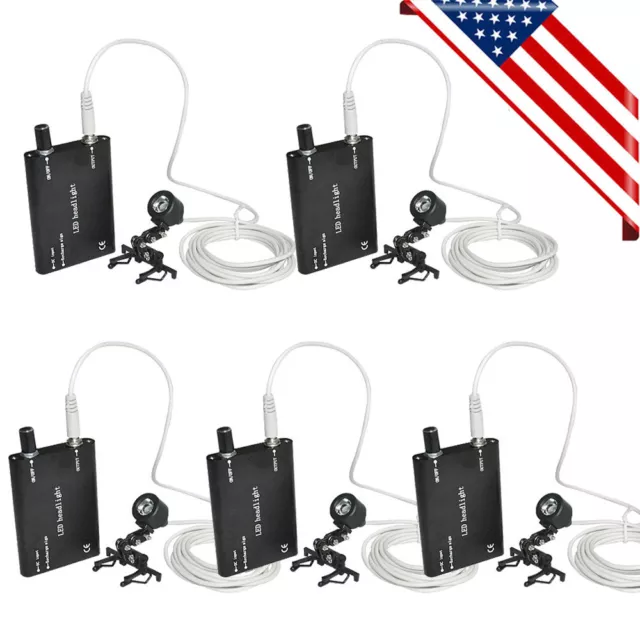 5 x Clip-on LED Head Light Lamp for Dental Surgical Binocular Loupes universal