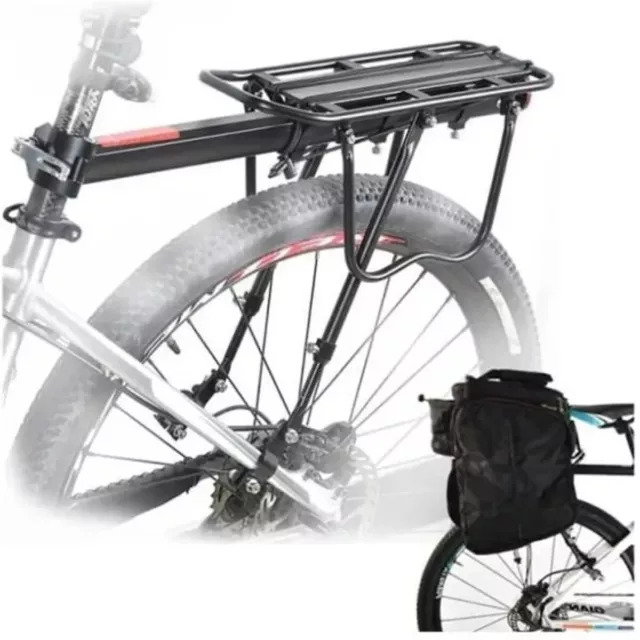 Porte Bagage Vélo Universel Arrière Aluminium Kit Support Bagage Vélo Noir