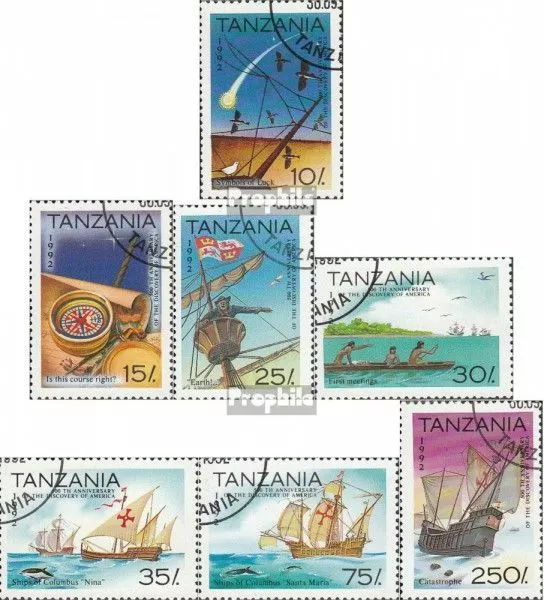 Tanzania 1298-1304 (edición completa) usado 1992 descubrimiento por América