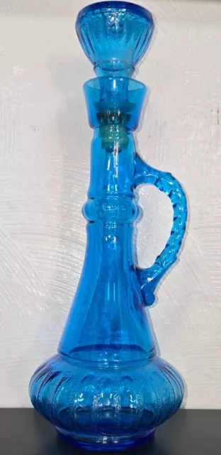 Vintage JIM BEAM CHOICE Bourbon Whiskey Blue Glass Genie Decanter 1973 Bottle