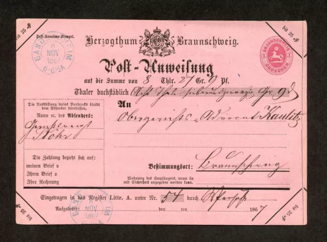 Altdeutschland Braunschweig, 1867, A 5-II, Brief