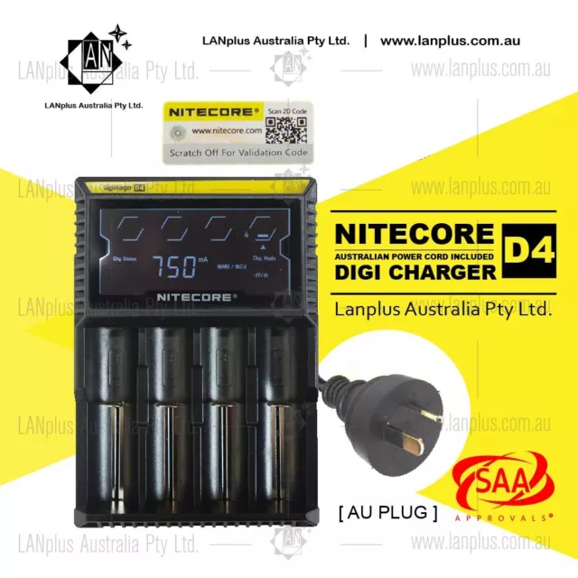 Nitecor D4 4 slot Smart Battery charger Lithium F 17500 14500 10440 16340 RCR123